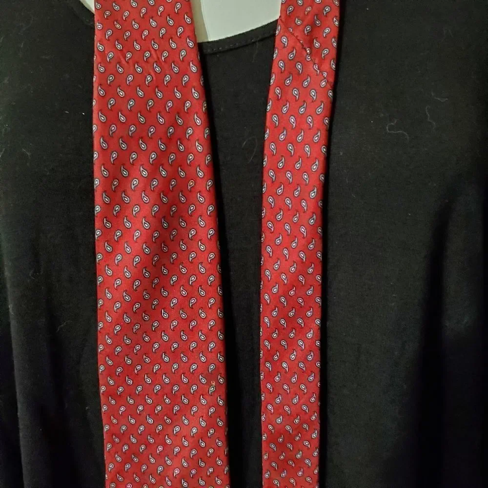 Geoffrey Beene Red & Blue Mini Paisley Silk Tie